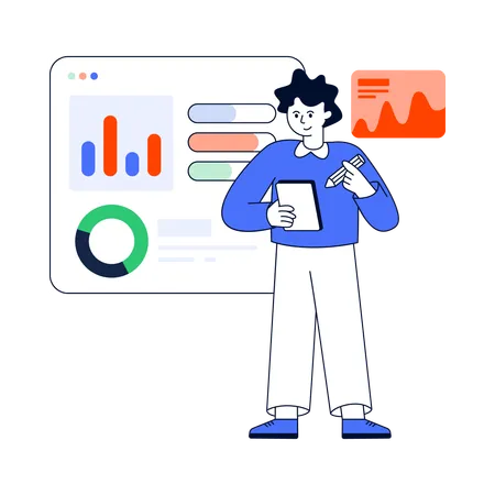 Funcionário discutindo Seo Analytics  Ilustração