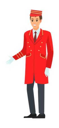Funcionário do hotel em roupas de trabalho  Ilustração