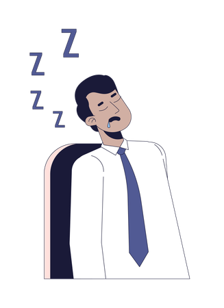 Empregado dormindo masculino indiano  Ilustração