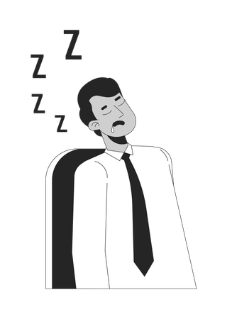 Empregado dormindo masculino indiano  Ilustração