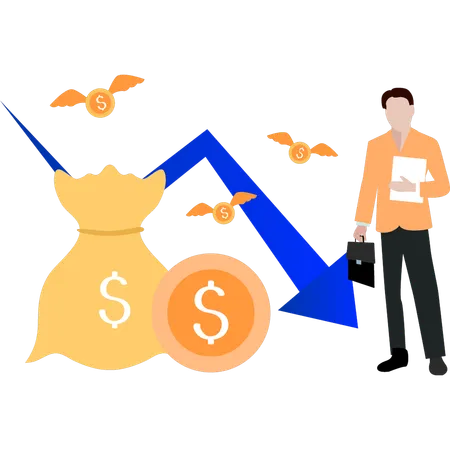 Funcionário enfrenta queda no dinheiro em dólar  Ilustração