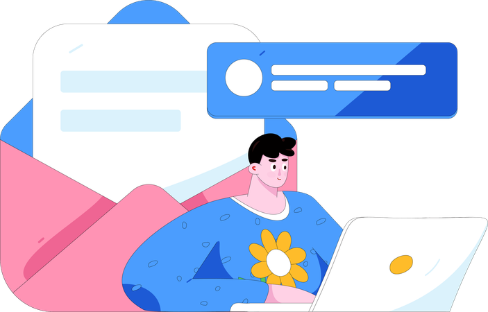 Funcionário envia e-mails para clientes  Ilustração