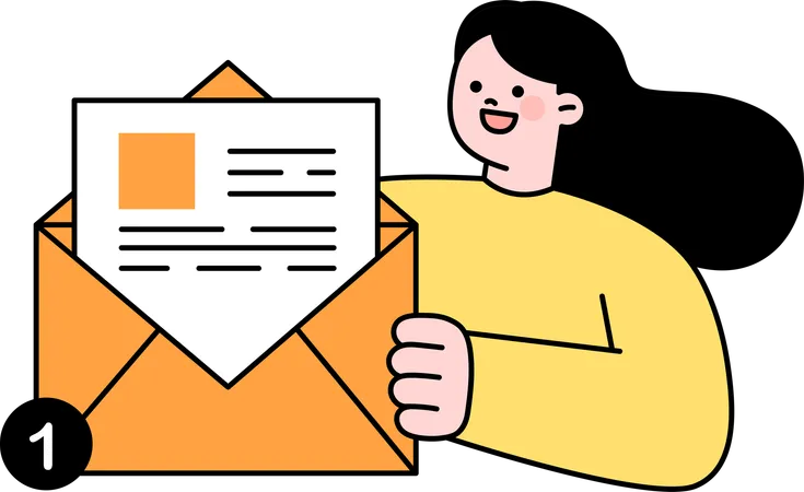 Funcionário envia e-mails de marketing digital  Ilustração