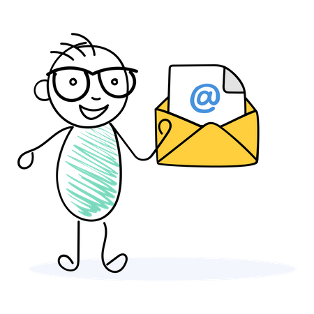 Funcionário enviando e-mails  Ilustração