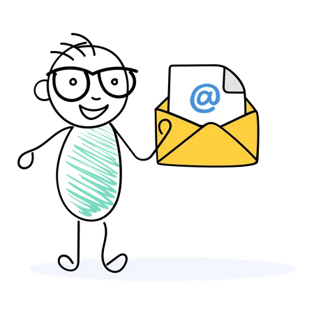 Funcionário enviando e-mails  Ilustração