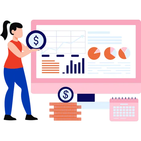 O funcionário está analisando o gráfico de mercado  Ilustração