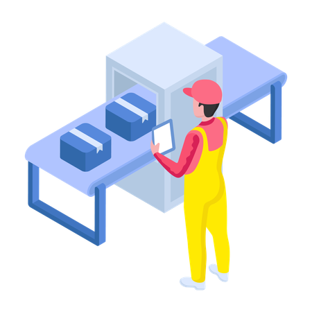 O funcionário está classificando a logística  Ilustração