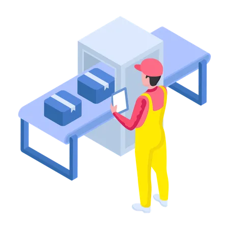 O funcionário está classificando a logística  Ilustração