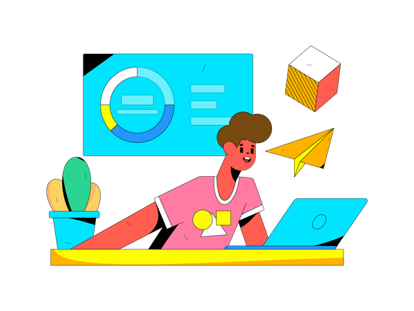 O funcionário está fazendo marketing por e-mail  Illustration