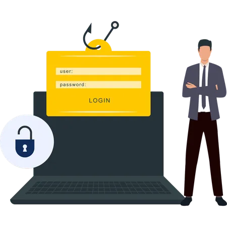 O funcionário está fazendo login em sua conta  Illustration