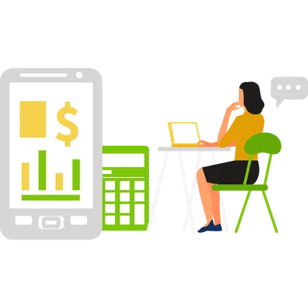 O funcionário está visualizando dados financeiros  Illustration