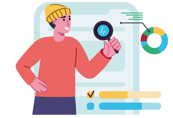 Funcionário explicando o gráfico de negócios  Illustration