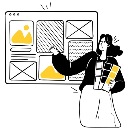 Funcionário explicando o layout da web  Ilustração
