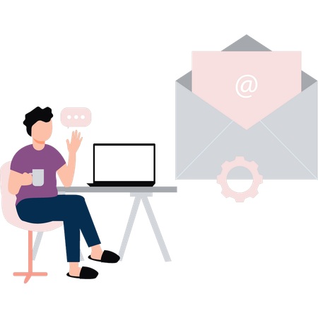 Funcionário faz email marketing  Ilustração