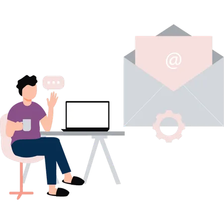 Funcionário faz email marketing  Ilustração