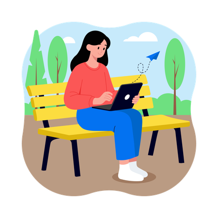 Funcionário faz pausa ao ar livre  Ilustração
