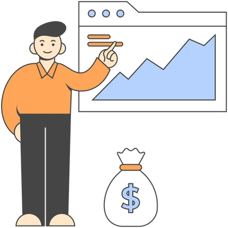 Funcionário fazendo gestão financeira  Ilustração