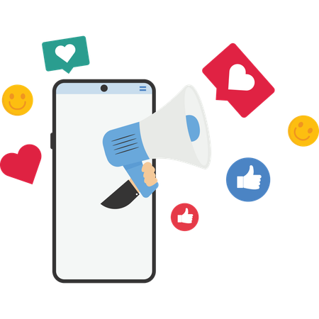 Funcionário fazendo marketing de mídia social  Illustration