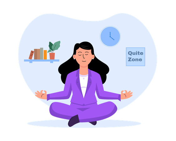 Funcionário fazendo meditação no escritório  Ilustração