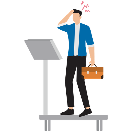 Funcionário frustrado trabalhando com dor de cabeça  Ilustração