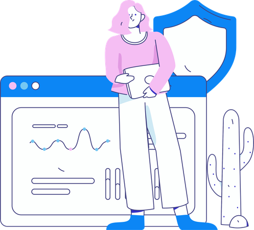 Funcionário garante segurança de dados no computador  Ilustração