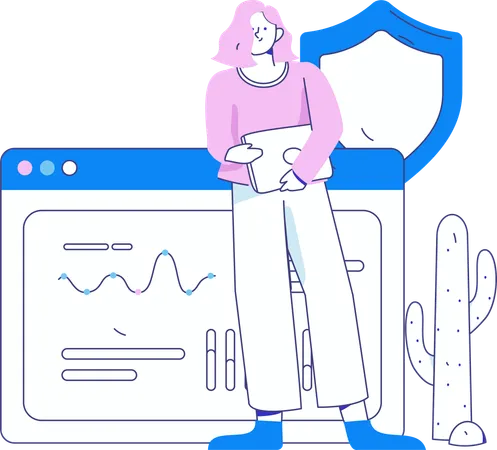 Funcionário garante segurança de dados no computador  Ilustração