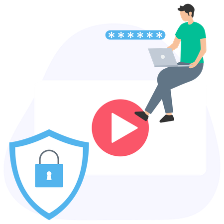 Funcionário garante proteção de dados de vídeo  Ilustração