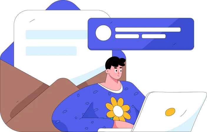 Funcionário masculino lendo e-mail  Ilustração