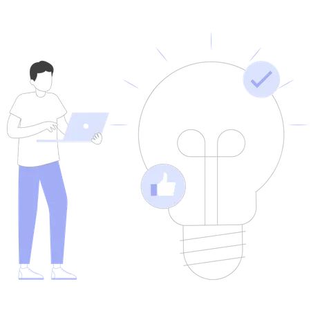 Funcionário implementa ideia criativa  Ilustração