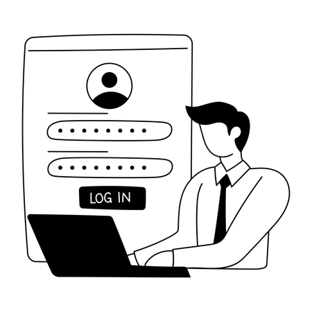 O funcionário insere detalhes na página de login  Ilustração