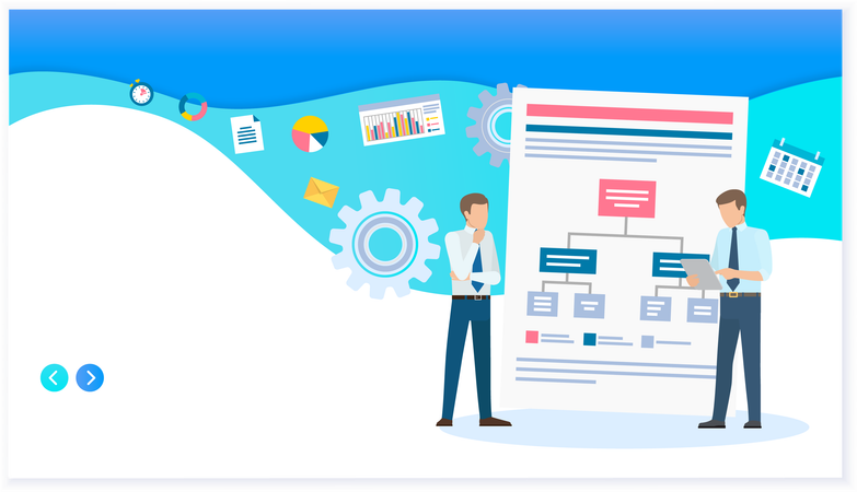 Funcionário mostrando ao empresário como formular planos  Ilustração