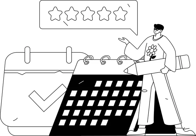 Funcionário analisa tarefas de negócios  Ilustração