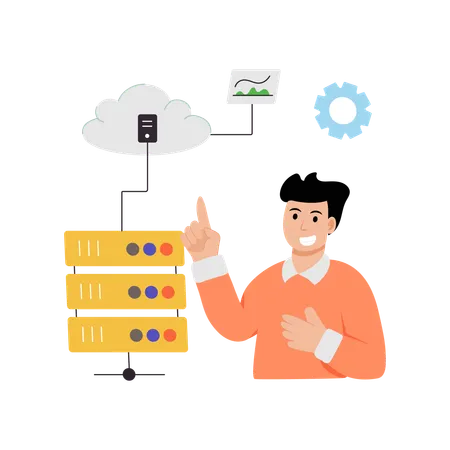 Funcionário trabalha na gestão do Data Center  Ilustração