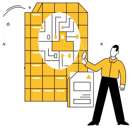 Funcionário trabalhando em Arquitetura de Dados  Ilustração