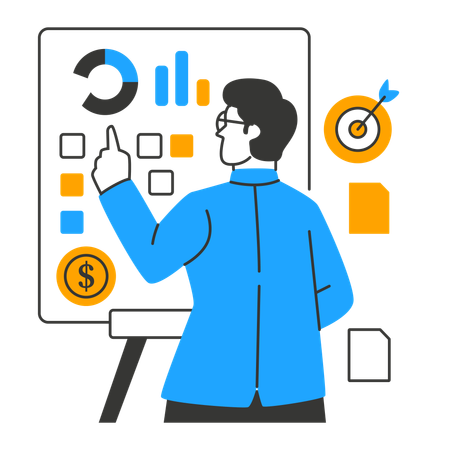 Funcionário visa meta de negócios  Ilustração