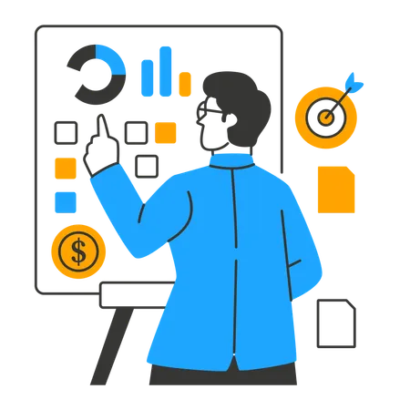 Funcionário visa meta de negócios  Ilustração