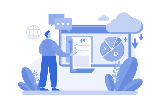 Funcionários da empresa concluíram Resumo de dados estatísticos  Ilustração