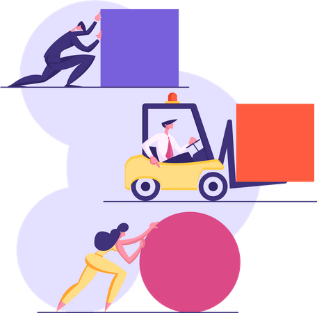 Funcionários de empresas caminhando em direção ao sucesso  Ilustração