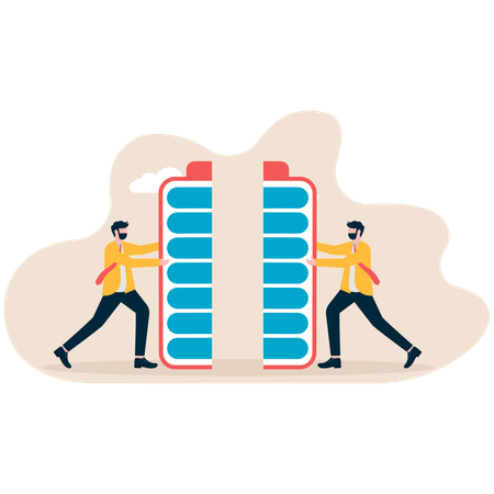 Funcionários de empresas recarregam suas baterias  Illustration