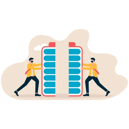 Funcionários de empresas recarregam suas baterias  Illustration