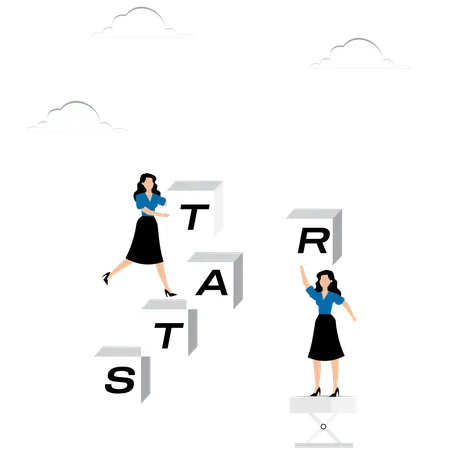 Funcionários de empresas trabalhando para atingir metas  Ilustração