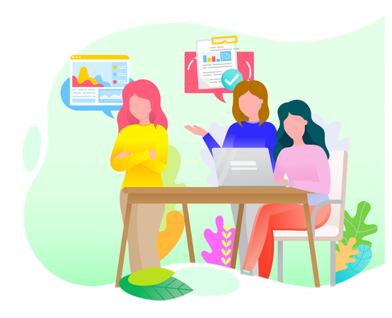 Trabalhadores de escritório no escritório trabalhando em novo projeto  Ilustração