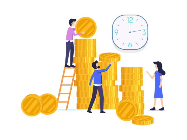 Funcionários de gestão financeira analisando lucros e perdas  Ilustração