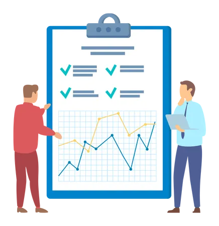 Funcionários de empresas olhando para o relatório analítico da empresa  Ilustração