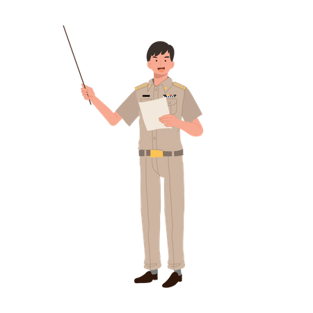 Funcionarios masculinos del gobierno tailandés en uniforme  Ilustración