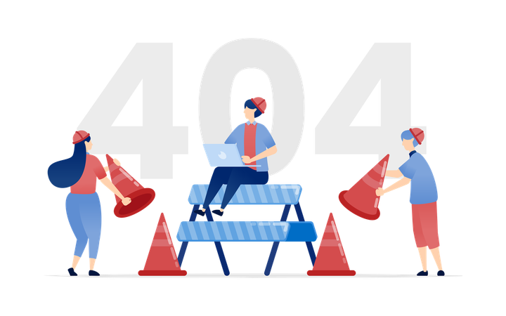 Funcionários encontram mensagem de erro 404 ao navegar em dados online  Ilustração