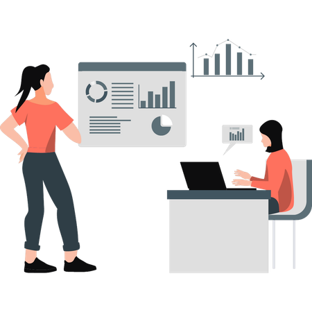 Os funcionários estão trabalhando em marketing financeiro  Ilustración