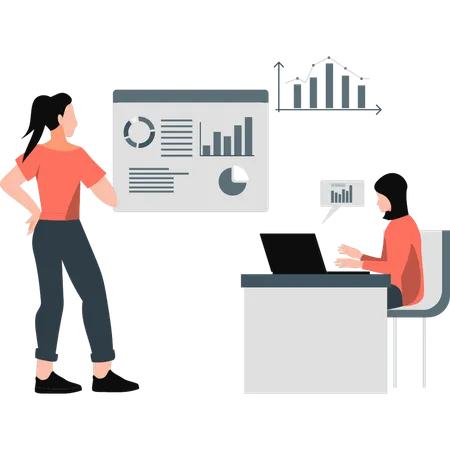 Os funcionários estão trabalhando em marketing financeiro  Ilustración