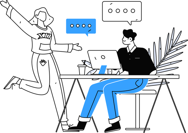 Funcionários fazendo discussão de negócios  Ilustração