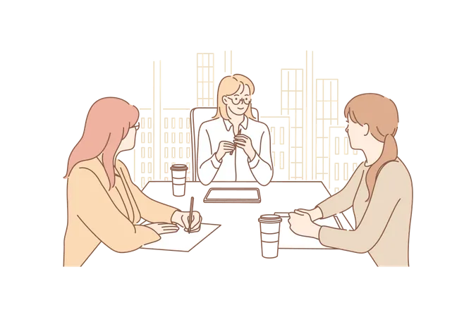 Funcionários fazendo reunião  Ilustração